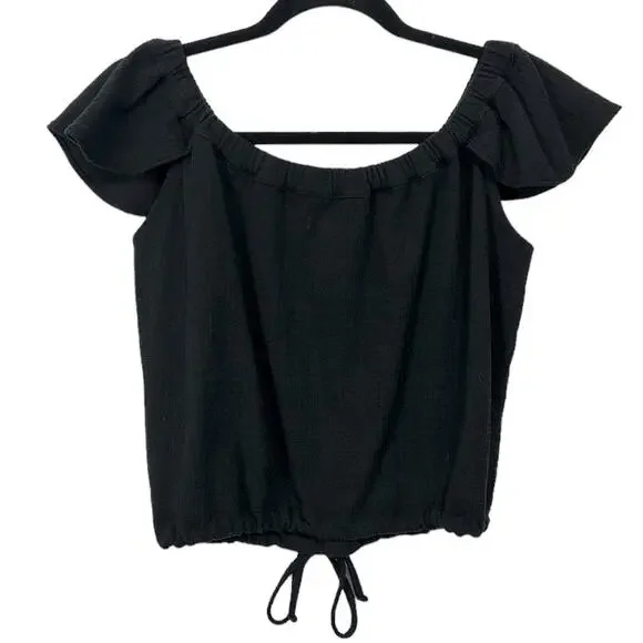 Madewell Black Woven Off The Shoulder Top Women’s Size Small - Picture 5 of 6